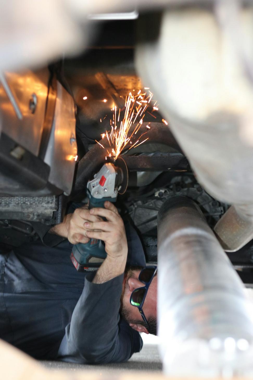 Technician using diagnostic equipment